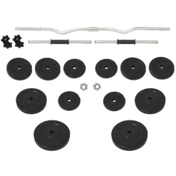 vidaXL Juego de barras y mancuernas con discos 60 kg New