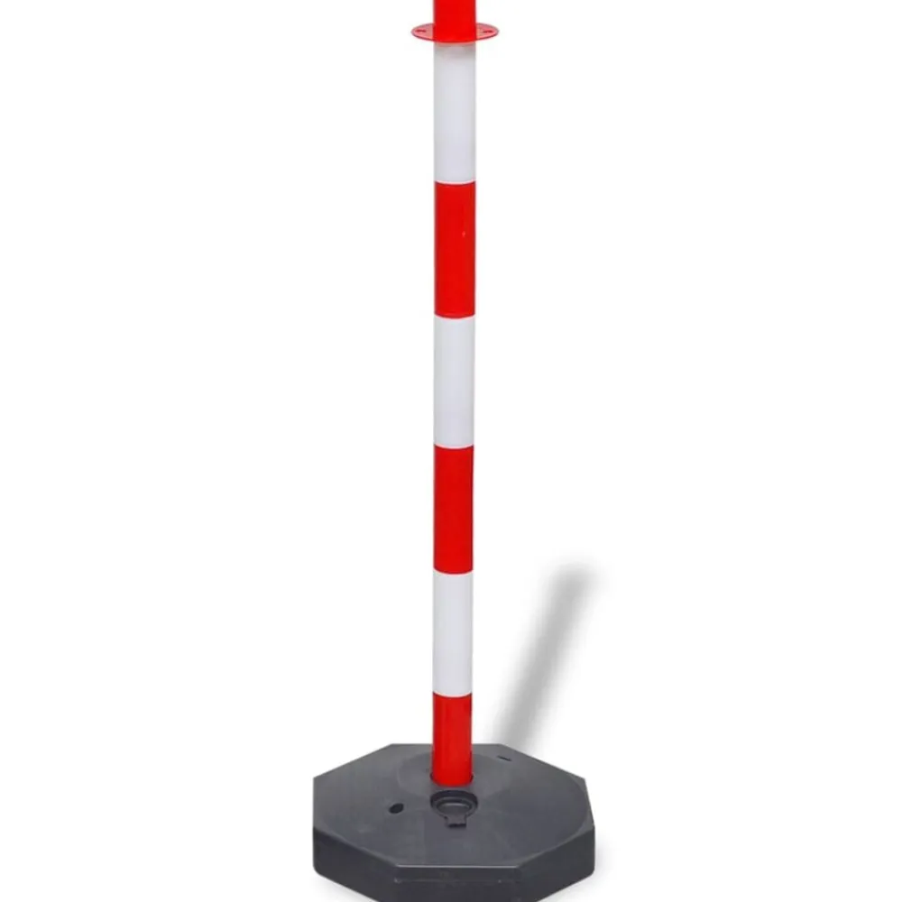 vidaXL Juego de barrera con postes con cadena de plástico 10 m Rojo Online