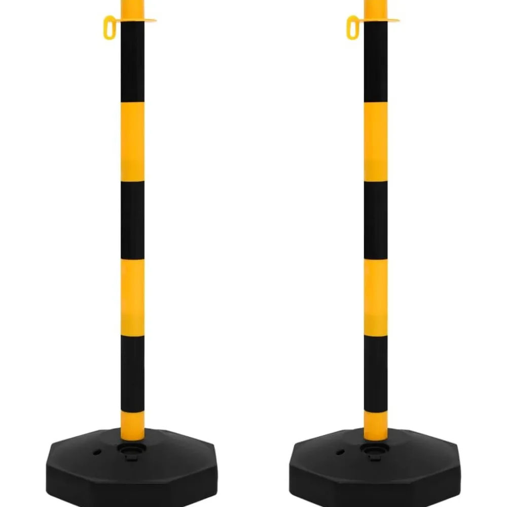 vidaXL Juego de barrera con postes y cadena plástico 10 m Amarillo Outlet