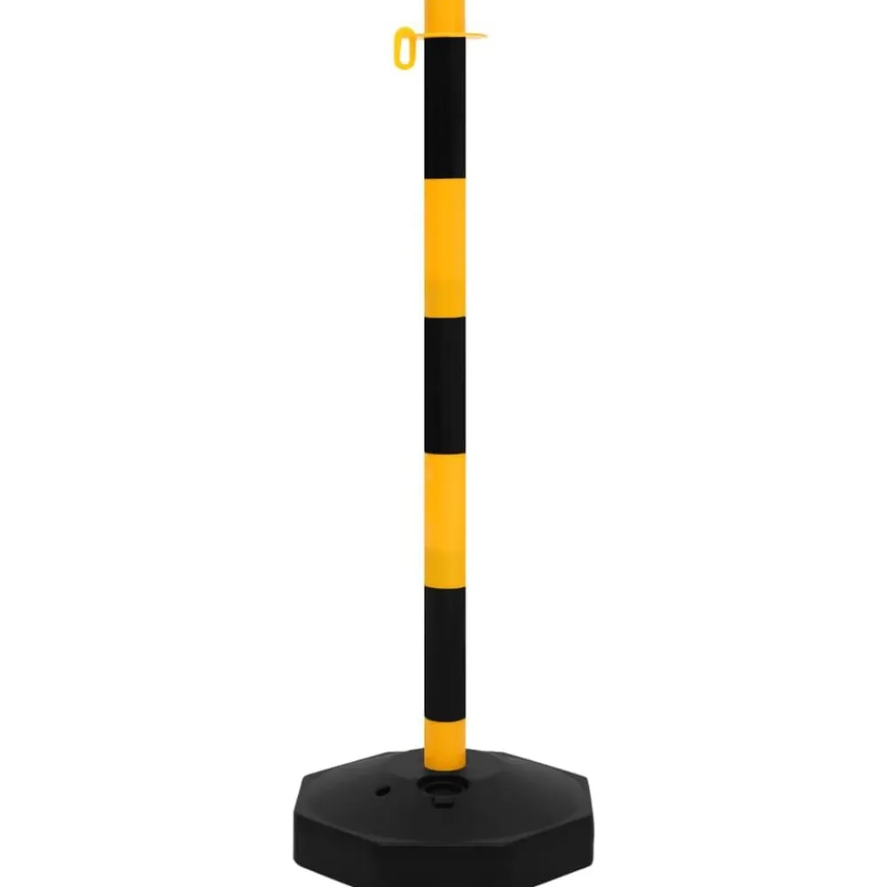 vidaXL Juego de barrera con postes y cadena plástico 10 m Amarillo Outlet