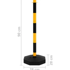 vidaXL Juego de barrera con postes y cadena plástico 10 m Amarillo Outlet