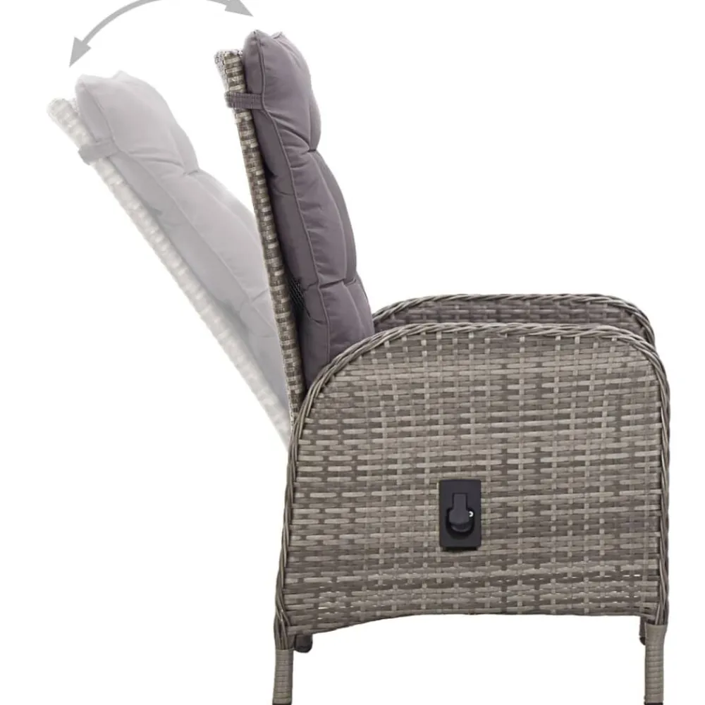 vidaXL Juego de bistró para jardín 3 piezas ratán sintético Gris New