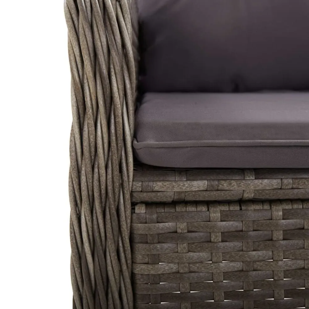 vidaXL Juego de bistró para jardín 3 piezas ratán sintético Gris New