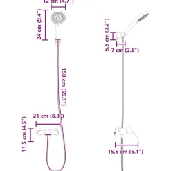 vidaXL Juego de Cabezal de Ducha G 1 / 2 pulgadas Cromado New