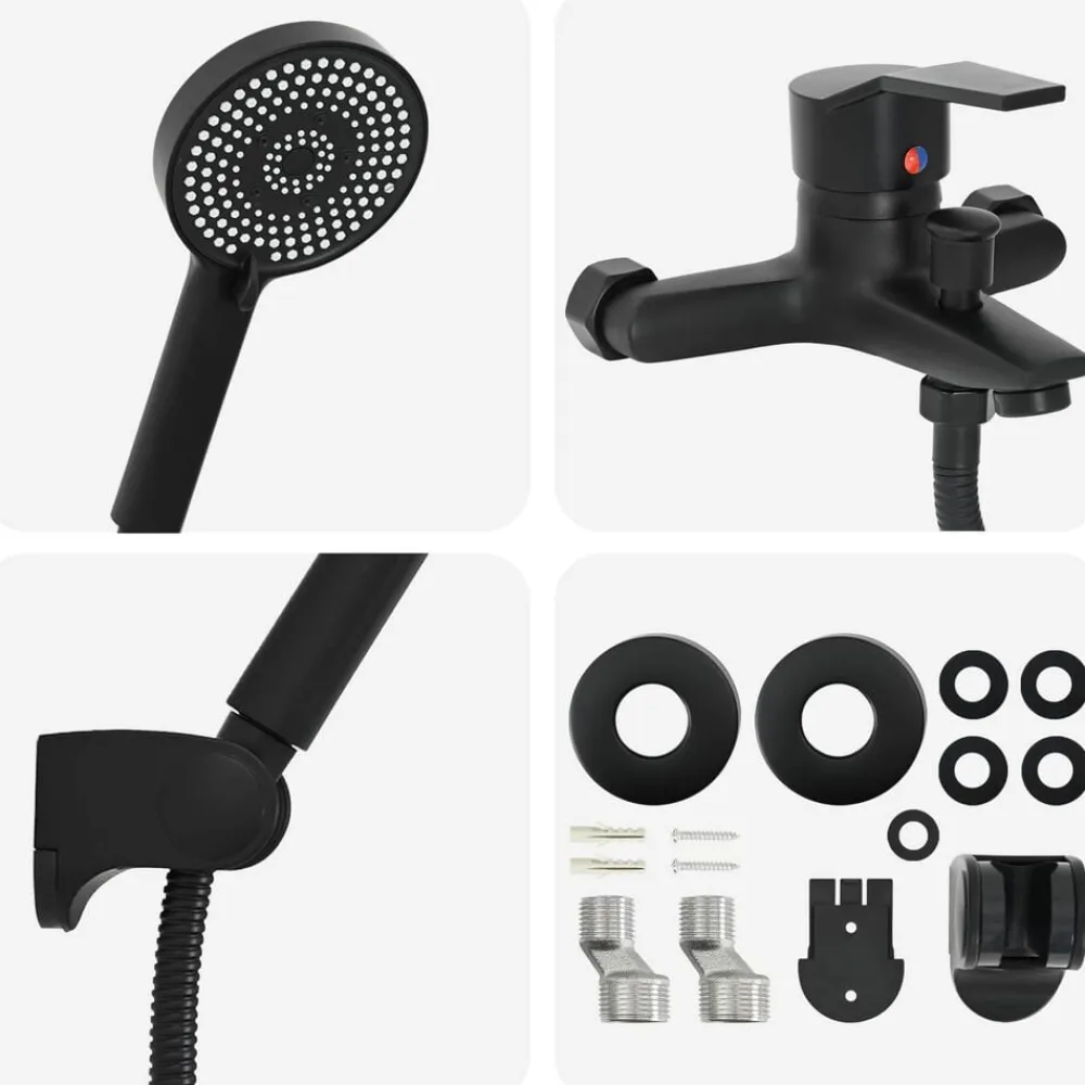 vidaXL Juego de Cabezal de Ducha G 1 / 2 pulgadas Negro Outlet