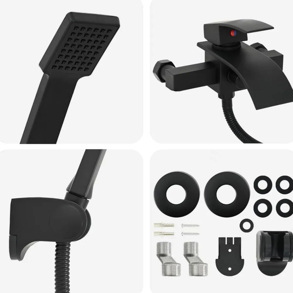 vidaXL Juego de Cabezal de Ducha G 1 / 2 pulgadas Negro Clearance