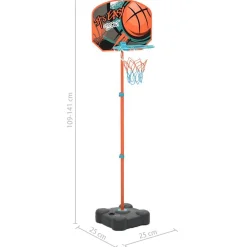 vidaXL Juguetes-Juego de canasta de baloncesto portátil ajustable 109-141 cm