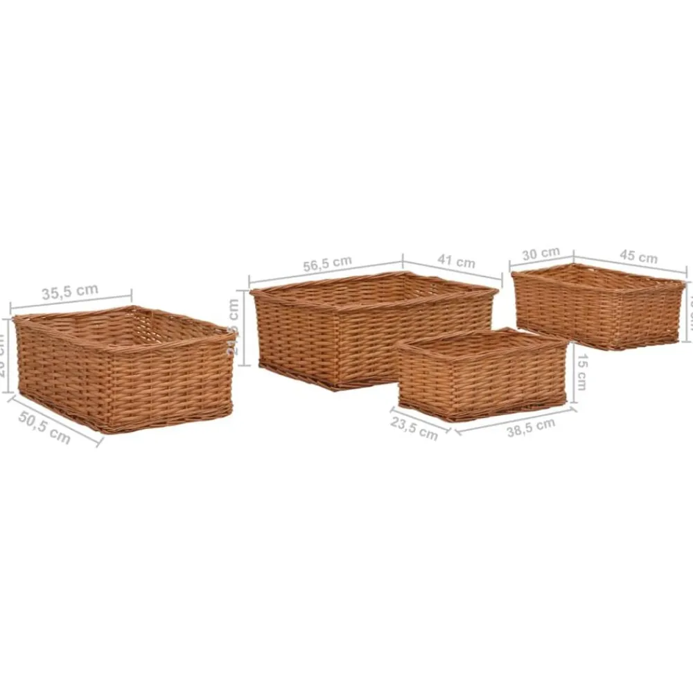 vidaXL Juego de cestas apilables 4 piezas sauce marrón