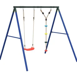 vidaXL Juego de columpios de exterior con columpio y cuerda de discos Rojo New