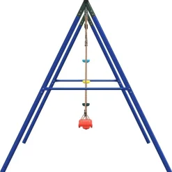 vidaXL Juego de columpios de exterior con columpio y cuerda de discos Rojo New