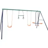 vidaXL Juego de columpios con aros de gimnasia y 4 asientos acero Sale