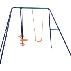 vidaXL Juego de columpios con 3 asientos acero Outlet