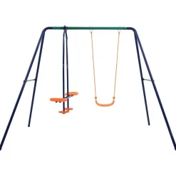 vidaXL Juego de columpios con 3 asientos acero Outlet