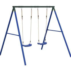 vidaXL Juego de columpios de exterior con dos columpios Azul Clearance