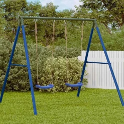 vidaXL Juego de columpios de exterior con dos columpios Azul Clearance