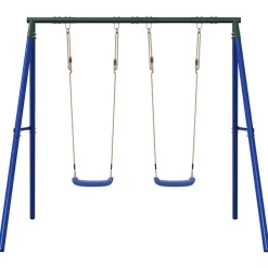 vidaXL Juego de columpios de exterior con dos columpios Azul Clearance