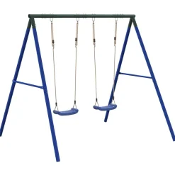 vidaXL Juego de columpios de exterior con dos columpios Azul Clearance