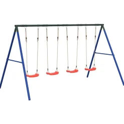 vidaXL Juego de columpios de exterior con 4 columpios Rojo Hot
