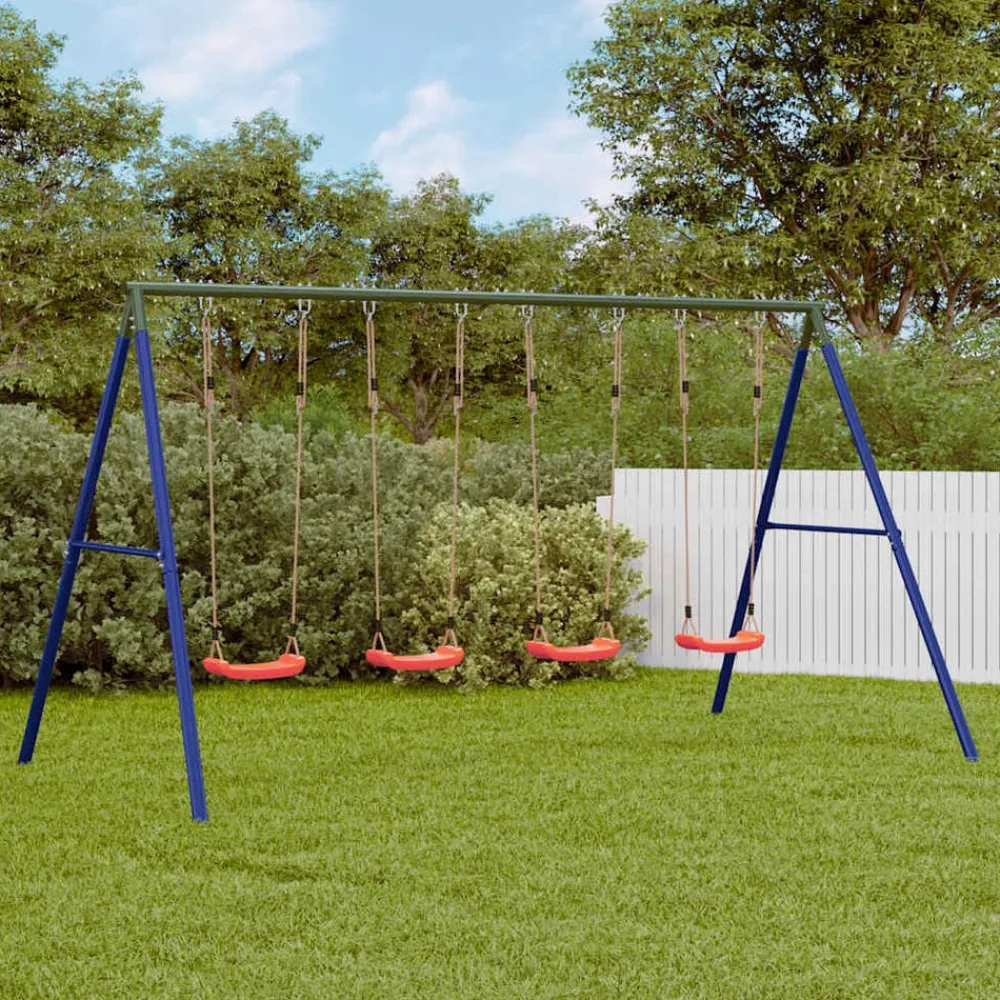 vidaXL Juego de columpios de exterior con 4 columpios Rojo Hot