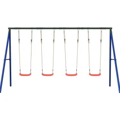 vidaXL Juego de columpios de exterior con 4 columpios Rojo Hot