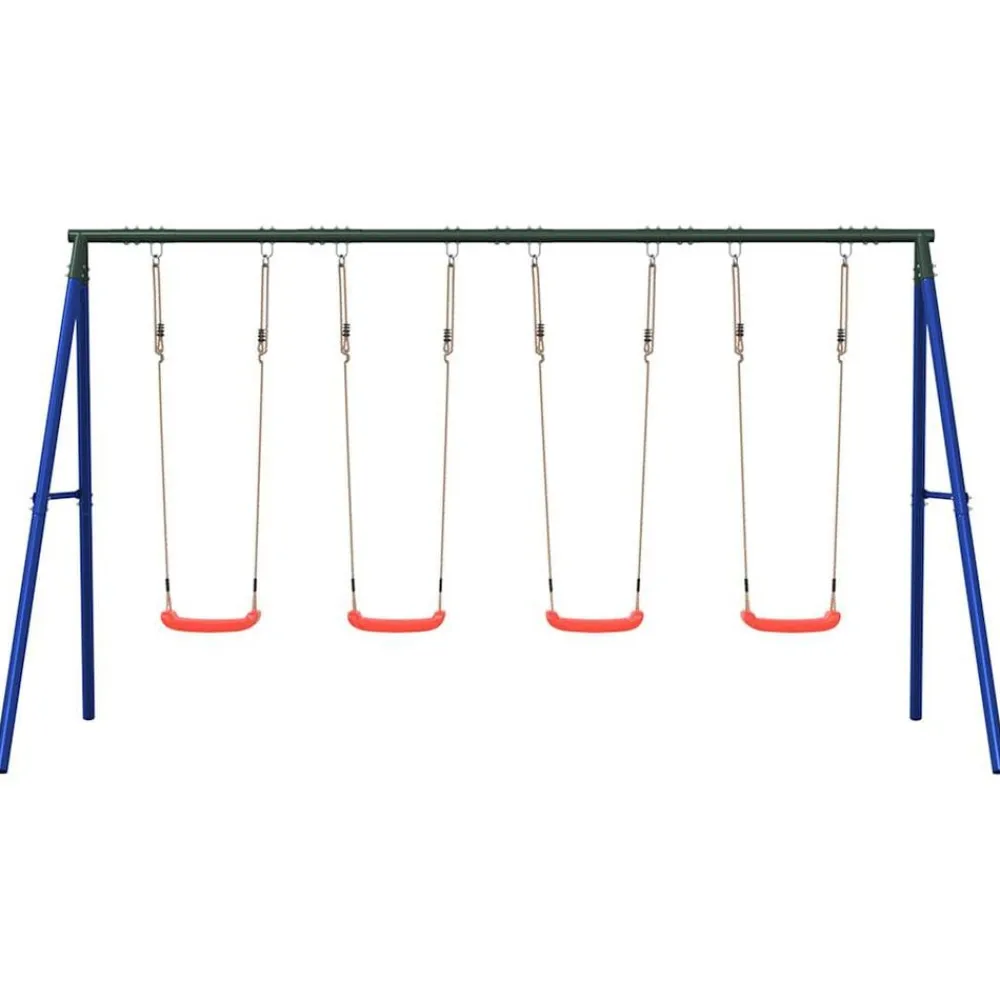 vidaXL Juego de columpios de exterior con 4 columpios Rojo Hot