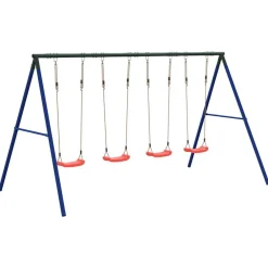 vidaXL Juego de columpios de exterior con 4 columpios Rojo Hot
