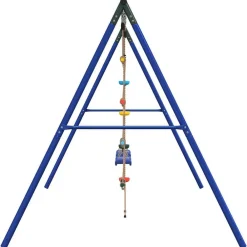 vidaXL Juego de columpios con columpios, escalera y cuerda de discos Azul Sale