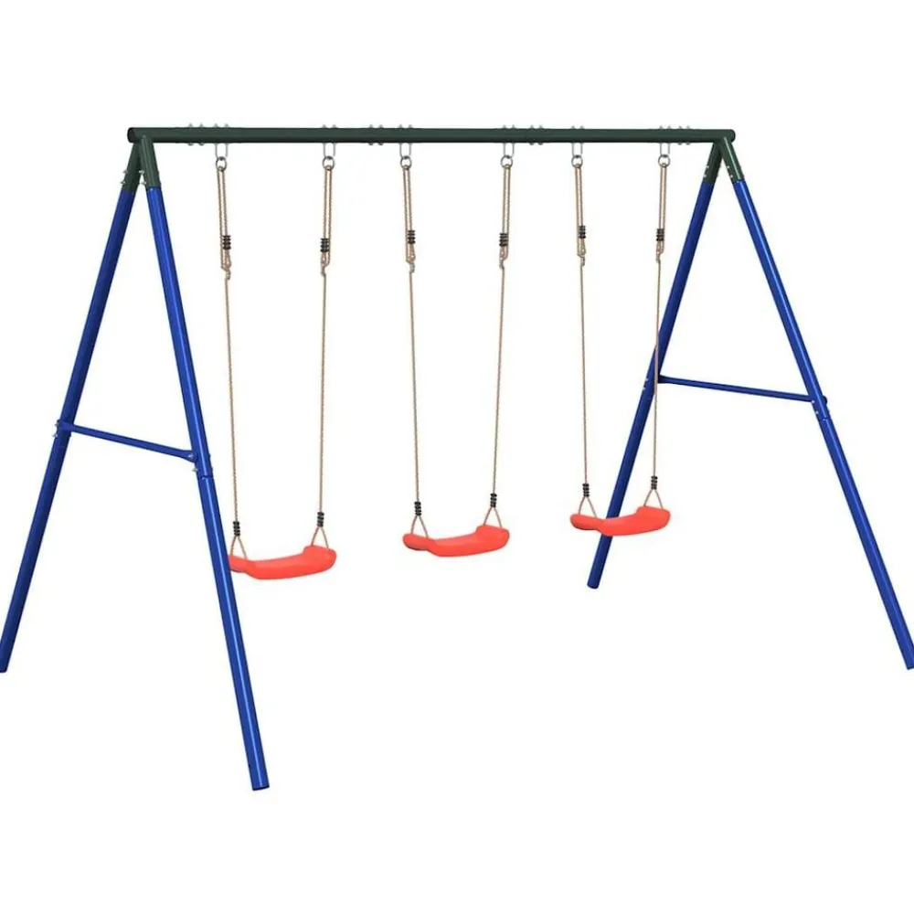 vidaXL Juego de columpios de exterior con 3 columpios Rojo Discount