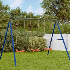 vidaXL Juego de columpios de exterior con 3 columpios Rojo Discount