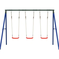 vidaXL Juego de columpios de exterior con 3 columpios Rojo Discount