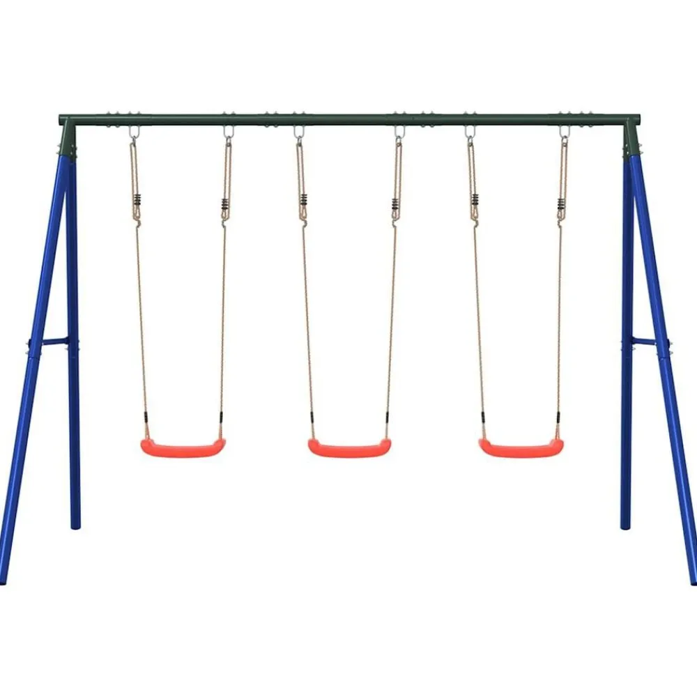 vidaXL Juego de columpios de exterior con 3 columpios Rojo Discount