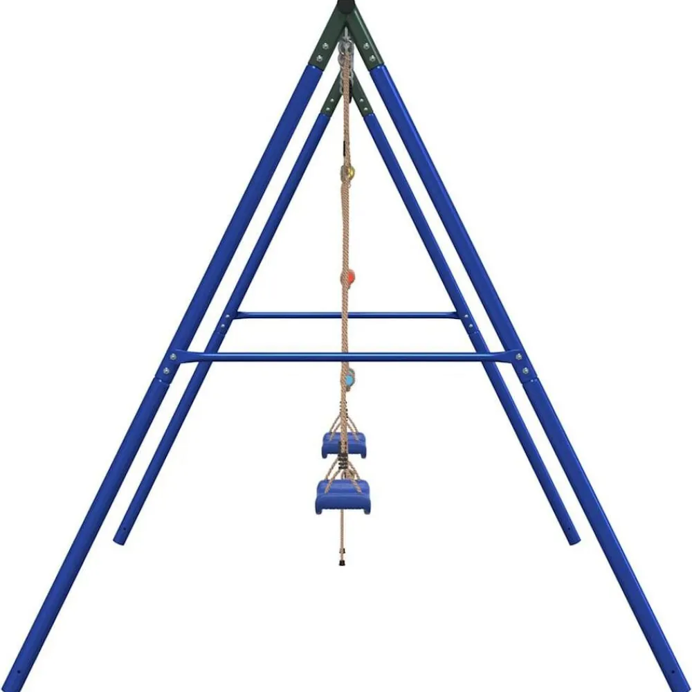 vidaXL Juego de columpios de exterior con columpios y escalera Azul