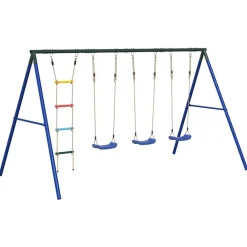 vidaXL Juego de columpios de exterior con columpios y escalera Azul Hot