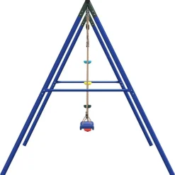 vidaXL Juego de columpios de exterior con columpio y cuerda de discos Azul Discount