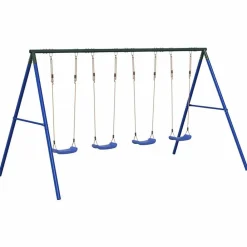 vidaXL Juego de columpios de exterior con 4 columpios Azul Discount