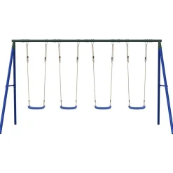 vidaXL Juego de columpios de exterior con 4 columpios Azul Discount