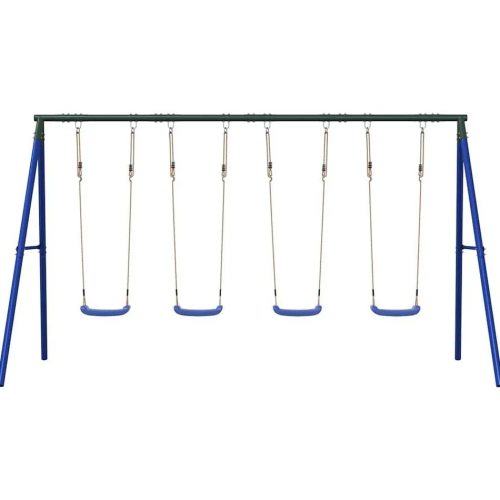 vidaXL Juego de columpios de exterior con 4 columpios Azul Discount