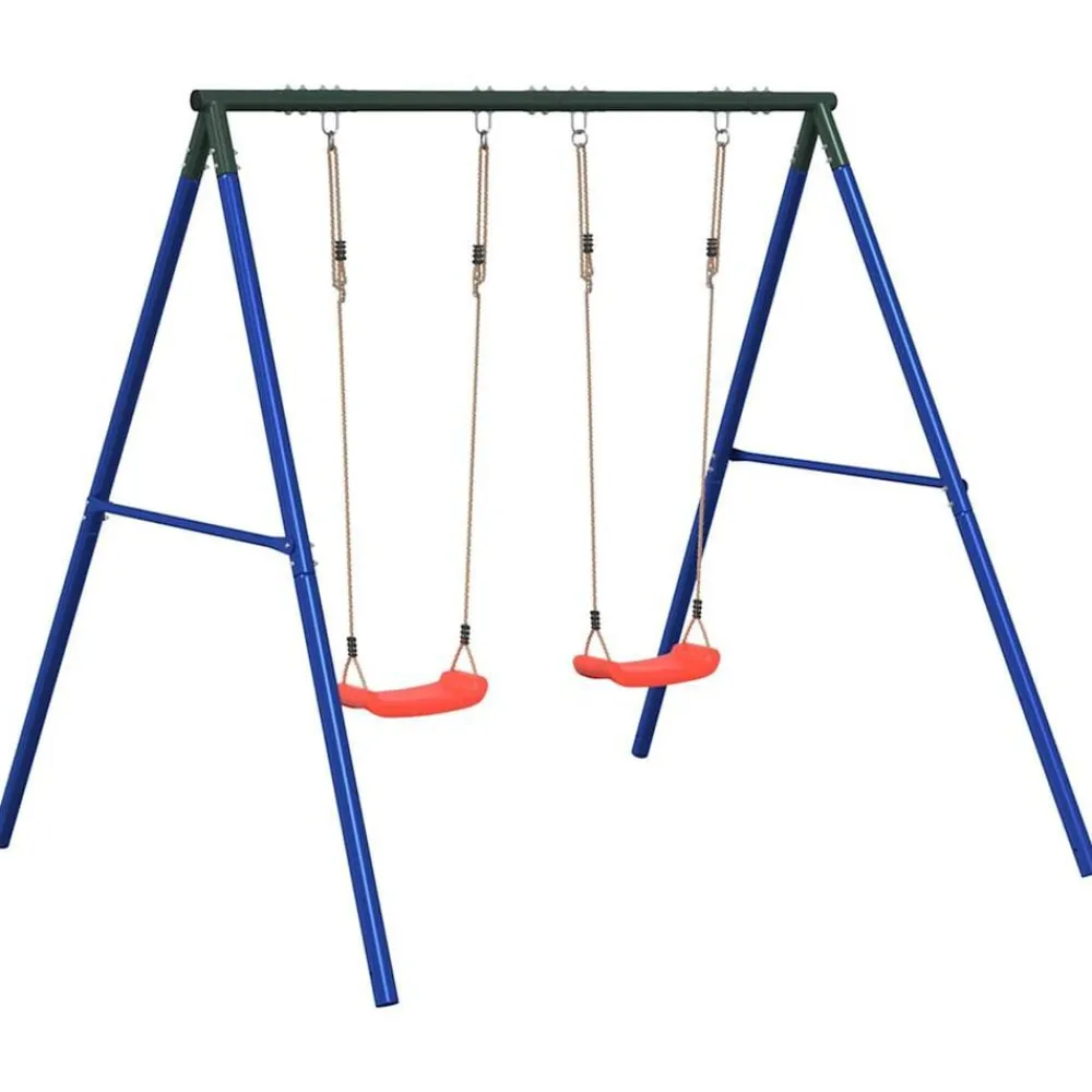 vidaXL Juego de columpios de exterior con dos columpios Rojo Best