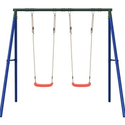 vidaXL Juego de columpios de exterior con dos columpios Rojo Best