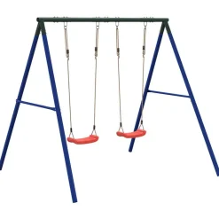 vidaXL Juego de columpios de exterior con dos columpios Rojo Best
