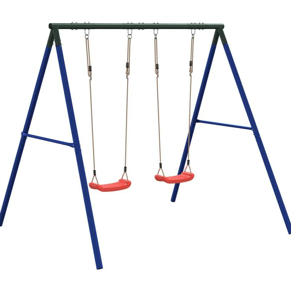 vidaXL Juego de columpios de exterior con dos columpios Rojo Best