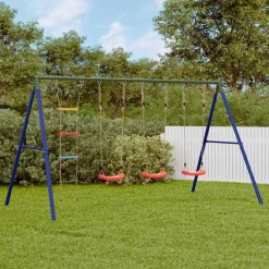 vidaXL Juego de columpios de exterior con columpios y escalera Rojo Outlet