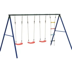 vidaXL Juego de columpios de exterior con columpios y escalera Rojo Outlet