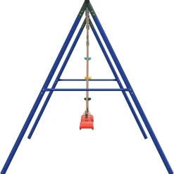 vidaXL Juego de columpios de exterior con columpios y cuerda de discos Rojo