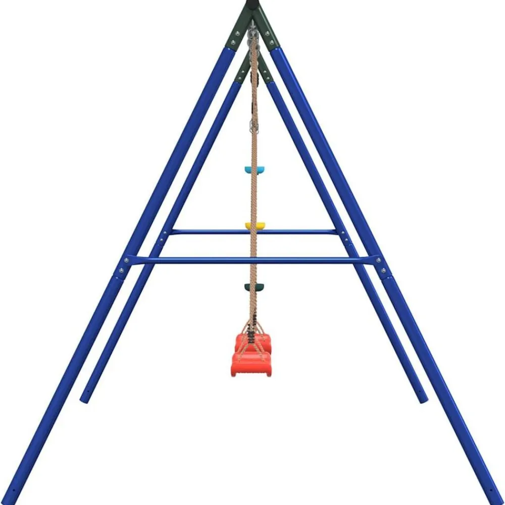 vidaXL Juego de columpios de exterior con columpios y cuerda de discos Rojo