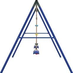 vidaXL Juego de columpios de exterior con columpios y cuerda de discos Azul Best