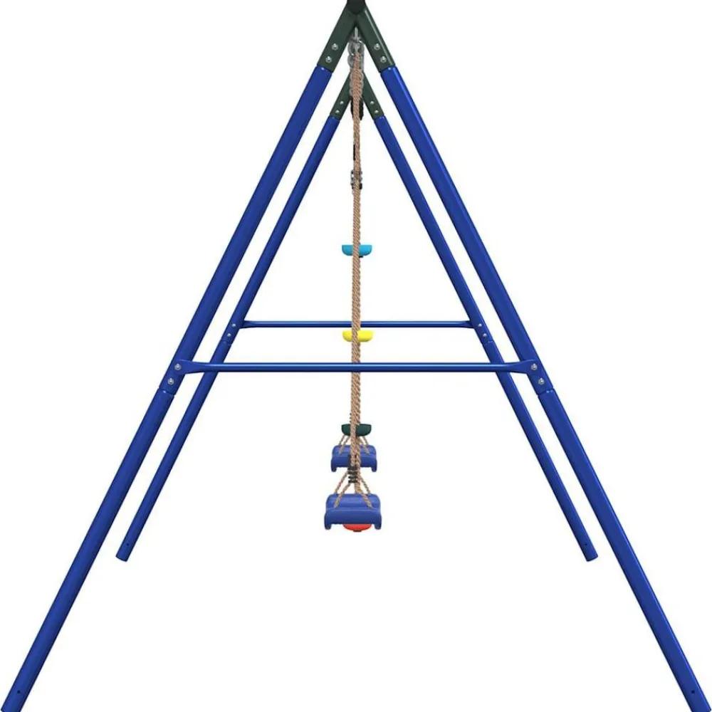 vidaXL Juego de columpios de exterior con columpios y cuerda de discos Azul Best