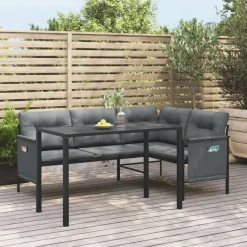vidaXL Muebles De Jardín-Juego de comedor de jardín 2 piezas acero gris antracita