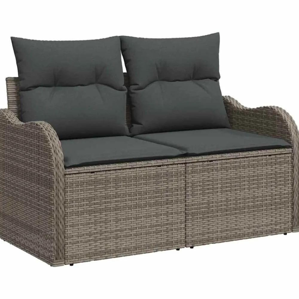 vidaXL Juego de comedor para exteriores con cojín 5 pcs Poliratán Gris Online