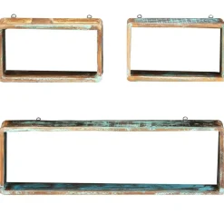 vidaXL Juego de estantes cubo de pared 3 pzas madera maciza reciclada Best